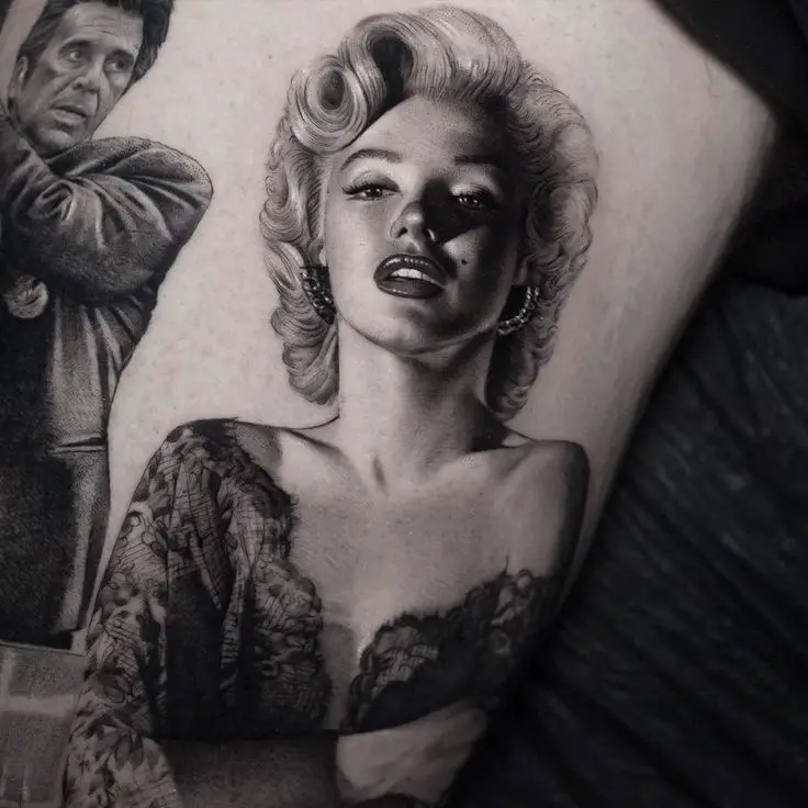 Marilyn Monroe black and white tattoo
